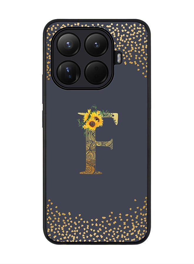 For Xiaomi 15T Pro Case,Slim fit Camera Protection, Shockproof Thin Phone cover  - Custom Floral Monogram - F  (Grey )